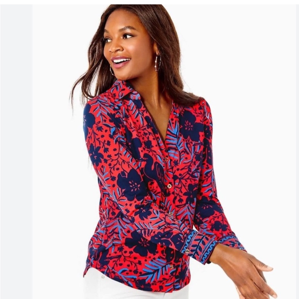 Very RARE and hard to find. NWT Lilly Pulitzer Marlena UOF 50+button up size XL